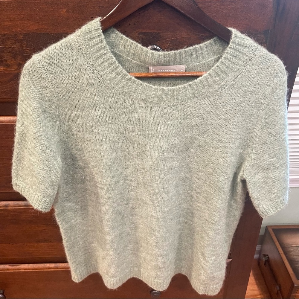 Everlane Alpaca Sweater Tee in Heathered Laurel, Size M